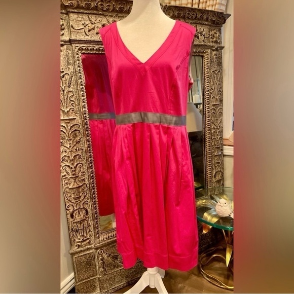 Nine West sz 12 pretty pink flouncy sleeveless dress with front slash pockets - Picture 1 of 13